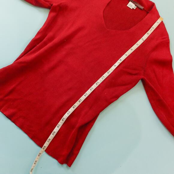 Peruvian Connection Red Long Sleeve Scoop Front Ribbed Sweater Size XSmall - Picture 5 of 6